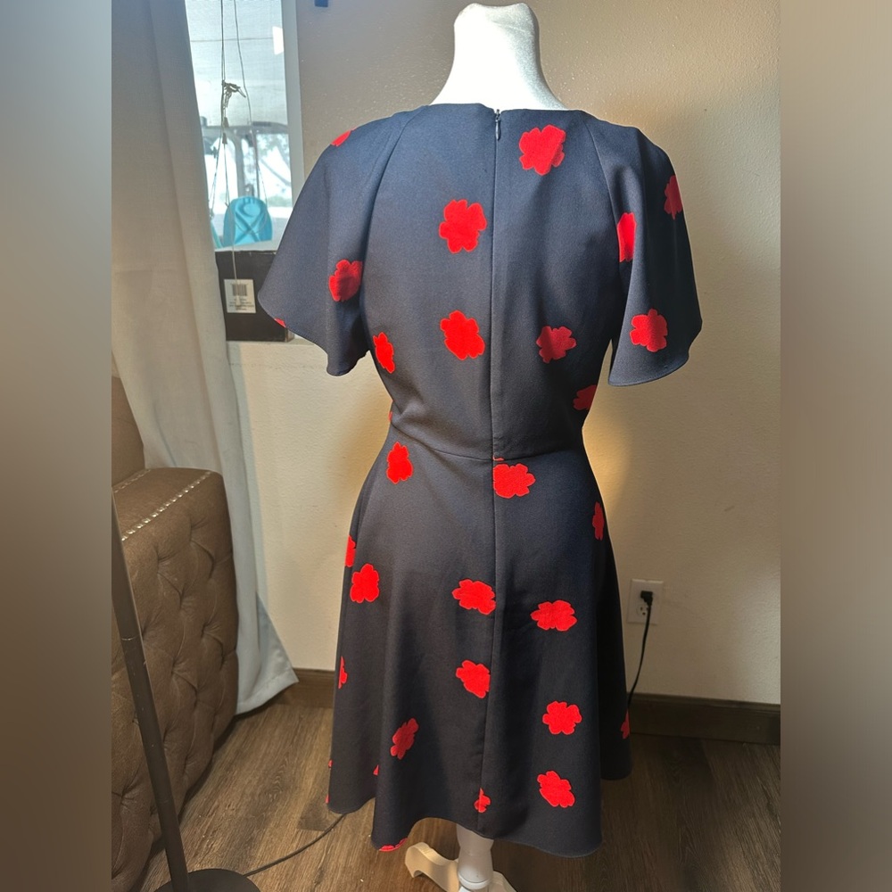 Banana republic navy blue w/ red floral print cute sleeves and flowy Flow size0 - Picture 16 of 16